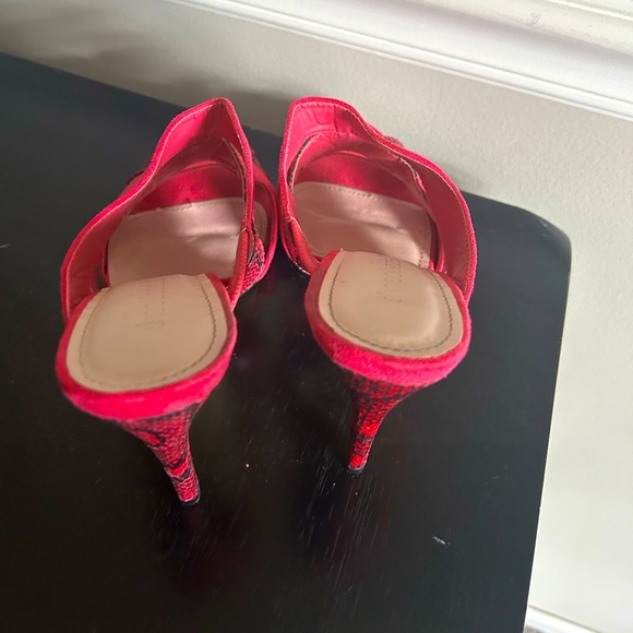 Magenta Faux Snakeskin Slip on Heeled Sandals - Picture 4 of 5